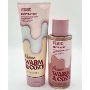 Victoria's Secret Pink Creme Warm & Cozy Body Mist & Body Lotion‎ New Set of 2